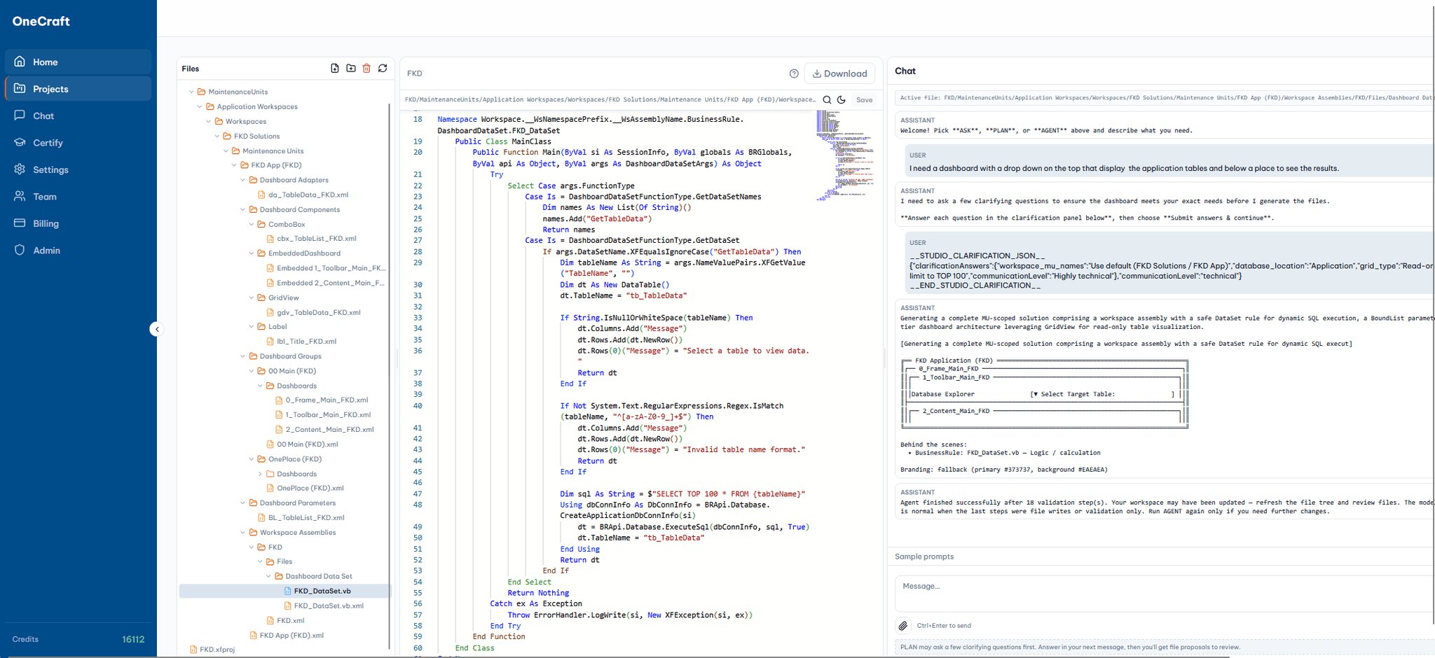 OneCraft IDE preview